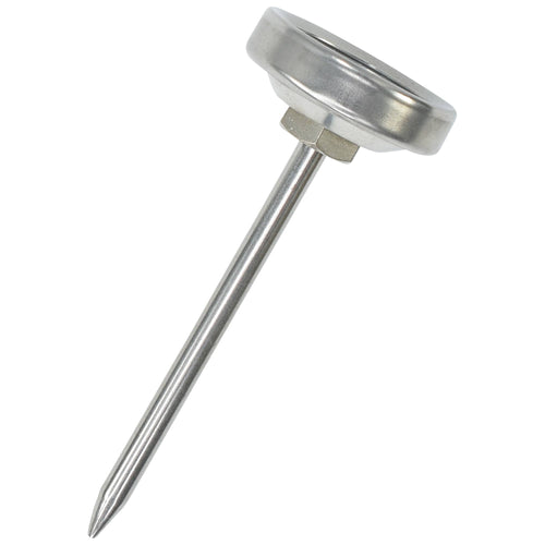 A mini beef thermometer on a white background.
