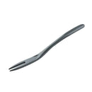 Gray two-prong fork on a white background