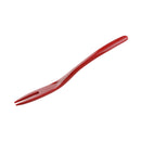 Red two-prong fork on a white background