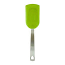 Green silicone spatula on a white background