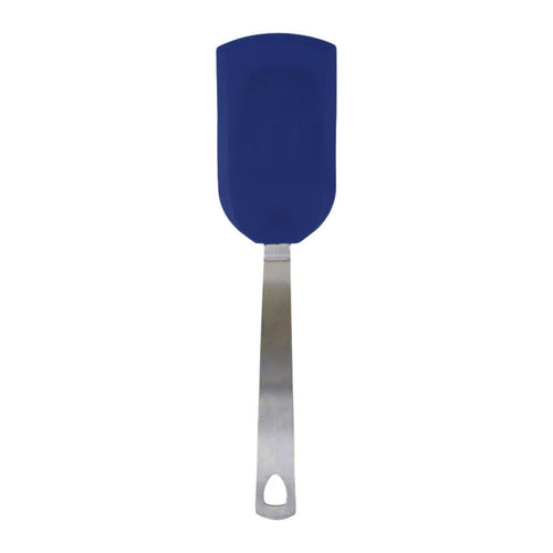 Navy silicone spatula on a white background