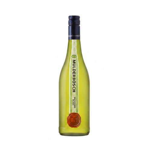 Mulderbosch Sauvignon Blanc wine bottle on a white background