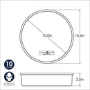A black and white diagram showing a cake pan's dimensions