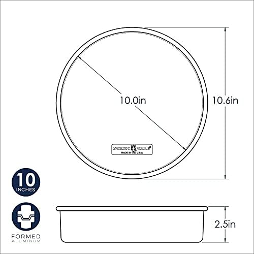 A black and white diagram showing a cake pan's dimensions