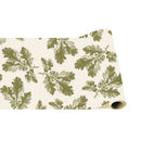 A table runner featuring oak leaves and acorns on a white background.