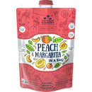Peach margarita cocktail mix in a bag with colorful design on a white background