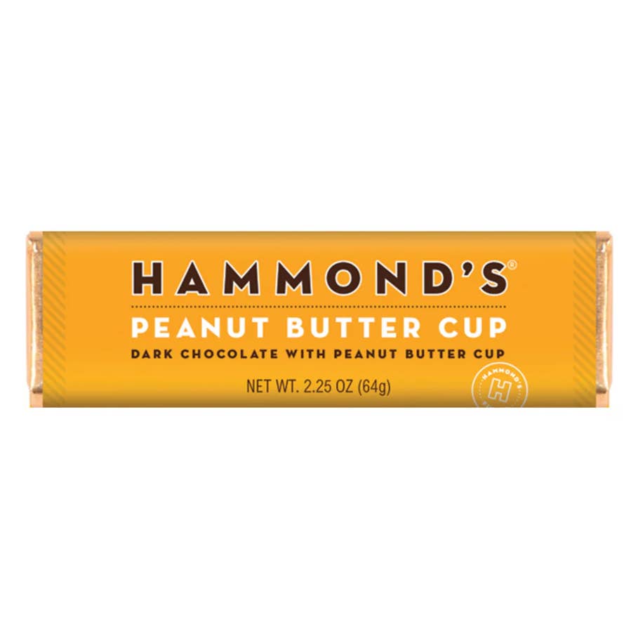 Hammond's Peanut Butter Cup chocolate bar packaging on a white background