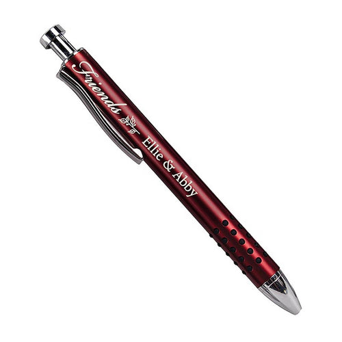 Red pen with silver accents on a white background
