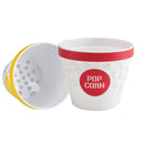 Two popcorn bowls on a white backgrund