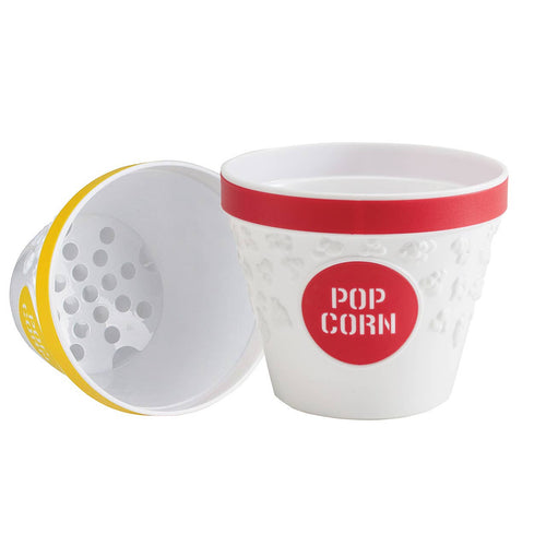 Two popcorn bowls on a white backgrund