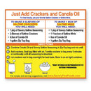Instructions for making savory saltine crackers with canola oil and seasoning.