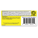 Product label with nutritional information, ingredients, and storage instructions on a white background.