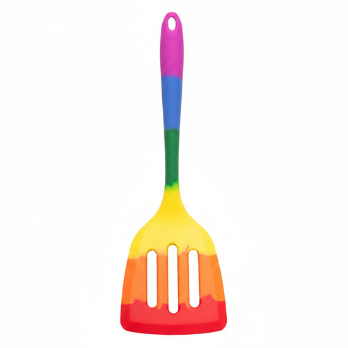 Colorful spatula with a rainbow gradient on a white background