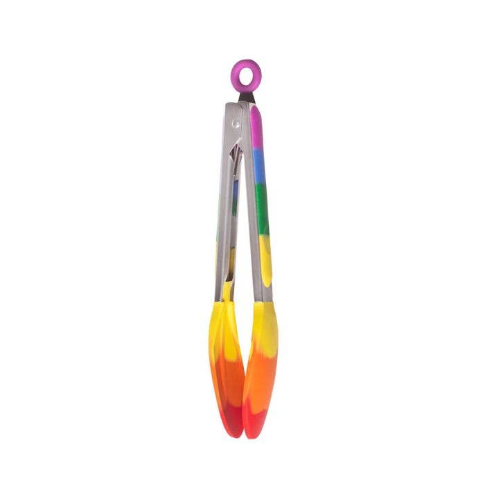 Rainbow Silicone Spring Action Locking Tongs - 10.25"