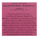 A description of raspberry tea on a pink color block on a white background.