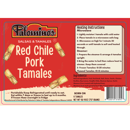 Red Chile Pork Tamales | Palomino's Salsa and Tamales