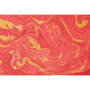 A red and gold marbled pattern on a placemat from Hester & Cook.