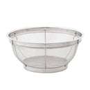 Metal mesh strainer on a white background