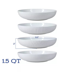 Textured Porcelain Dinner Bowls 48 oz