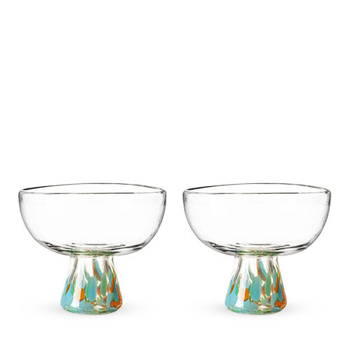 Viajar Wide Stemmed Recycled Margarita Glasses, Set of 2