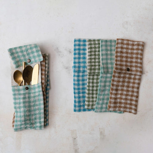 Woven Linen and Cotton Cutlery Sleeve, 4 colors - Sold Separately