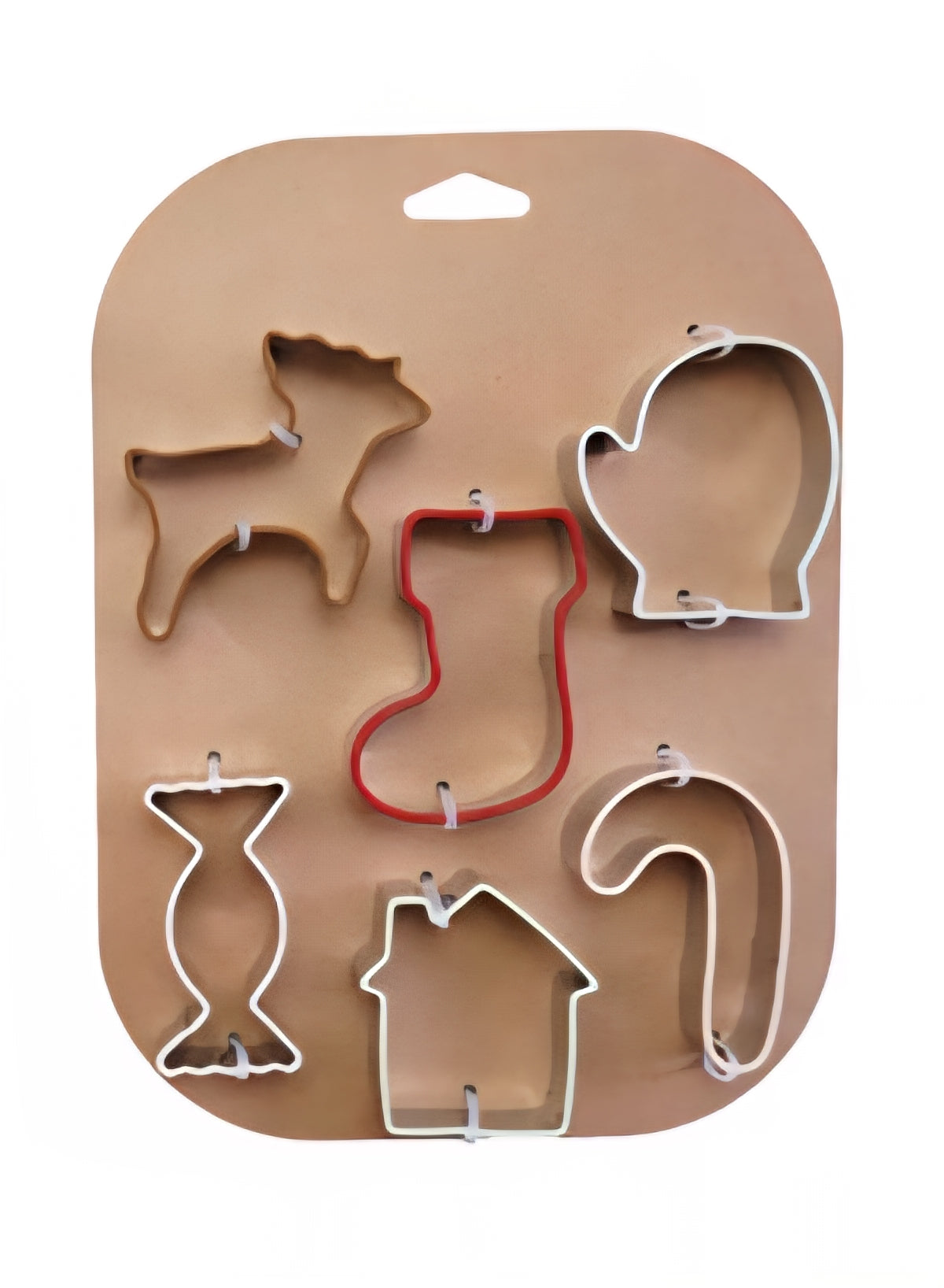 Stainless Steel Holiday Cookie Cutters on Card, Set of 6, 2 Styles