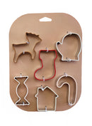 Stainless Steel Holiday Cookie Cutters on Card, Set of 6, 2 Styles
