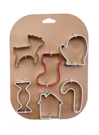 Stainless Steel Holiday Cookie Cutters on Card, Set of 6, 2 Styles