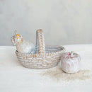 Stoneware Salt & Pepper Shakers w/ Basket, Set of 3 (Each One Will Vary)