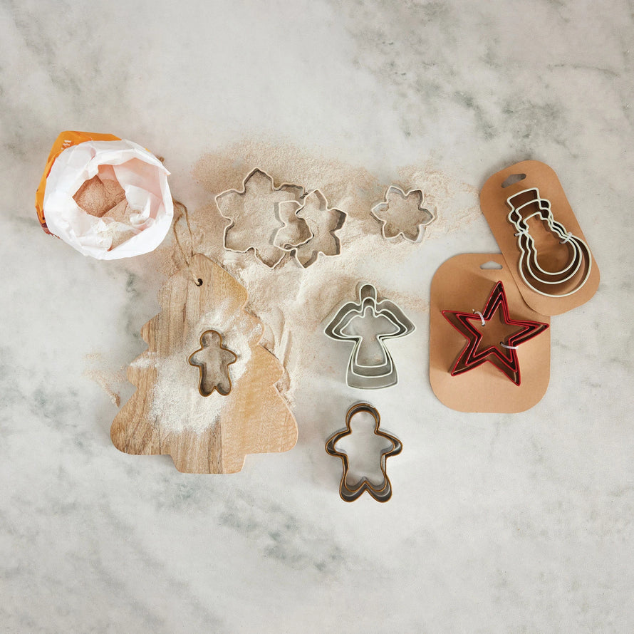 Stainless Steel Holiday Cookie Cutters on Card, Set of 3, 5 Styles
