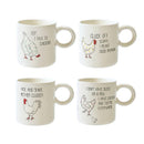 Stoneware Mug with Chicken and Saying, 4 Styles
