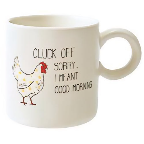 Stoneware Mug with Chicken and Saying, 4 Styles