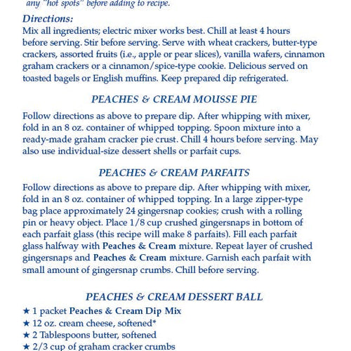 Peaches and Cream Dip Mix | Country Home Creations