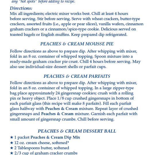 Peaches and Cream Dip Mix | Country Home Creations