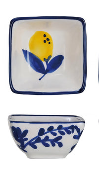 Hand-Painted Stoneware Dish w/ Lemons, 4 Styles