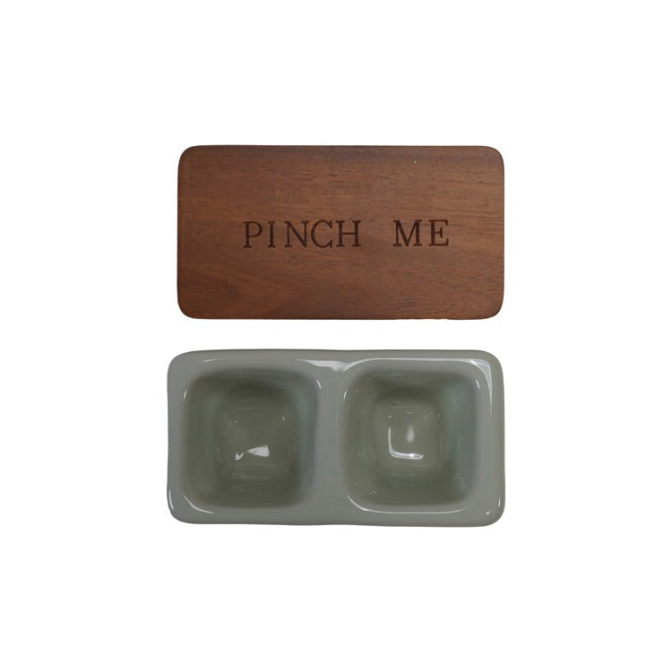 Stoneware Pinch Box - Salt & Pepper