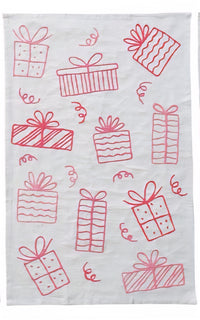 Embroidered Woven Cotton & Linen Tea Towel, 3 Styles