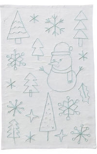 Embroidered Woven Cotton & Linen Tea Towel, 3 Styles