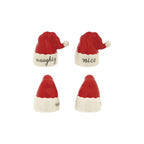 Hand-Painted Stoneware Santa Hat Shaped Salt & Pepper Shaker Set