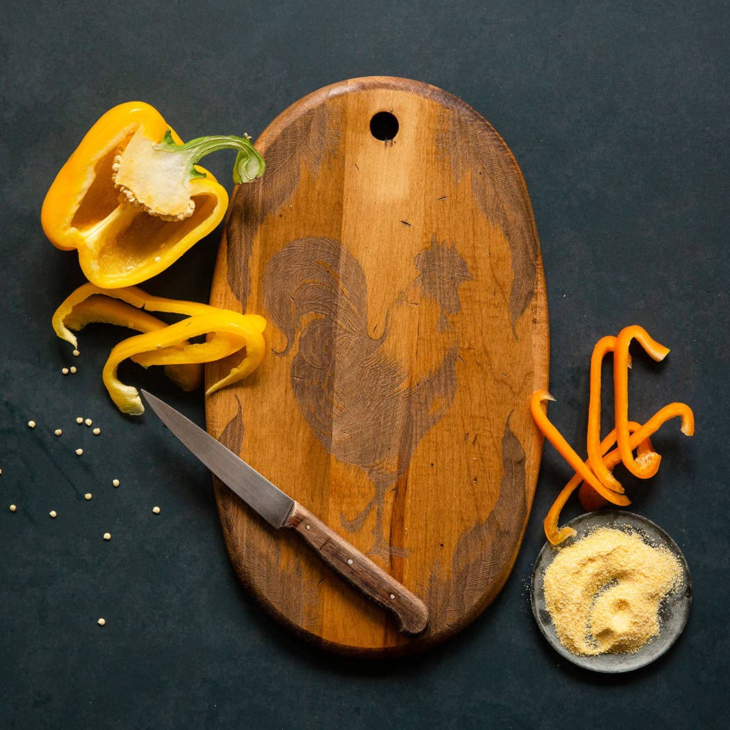 Maple Artisan Oval Charcuterie Board-Laura Zindel Rooster