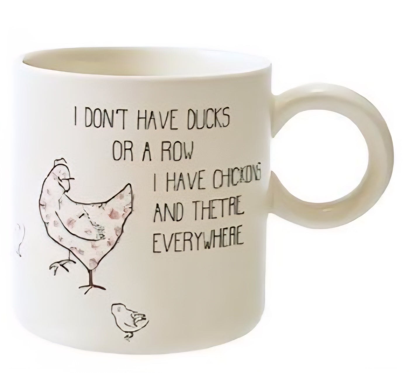 Stoneware Mug with Chicken and Saying, 4 Styles