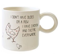 Stoneware Mug with Chicken and Saying, 4 Styles