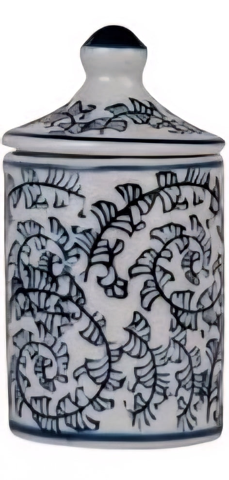 Stoneware Jar with Lid Floral Design