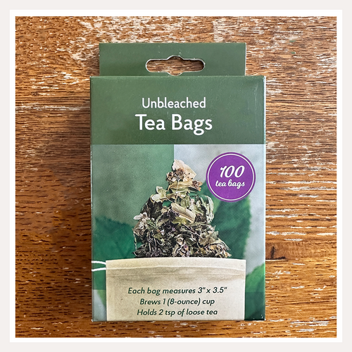Unbleached Tea Bags - 1 box of 100 drawstring tea bags
