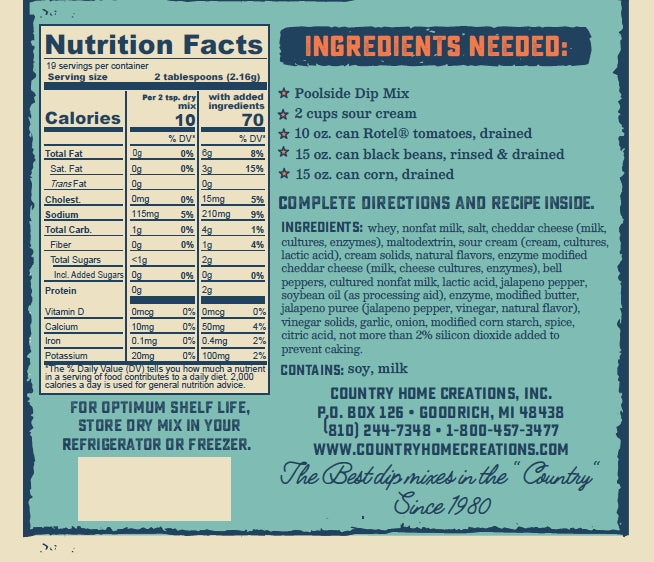 Country Home Creations Coastal Kitchen Poolside Dip Mix