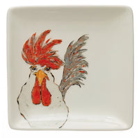 Stoneware Plate with Chicken