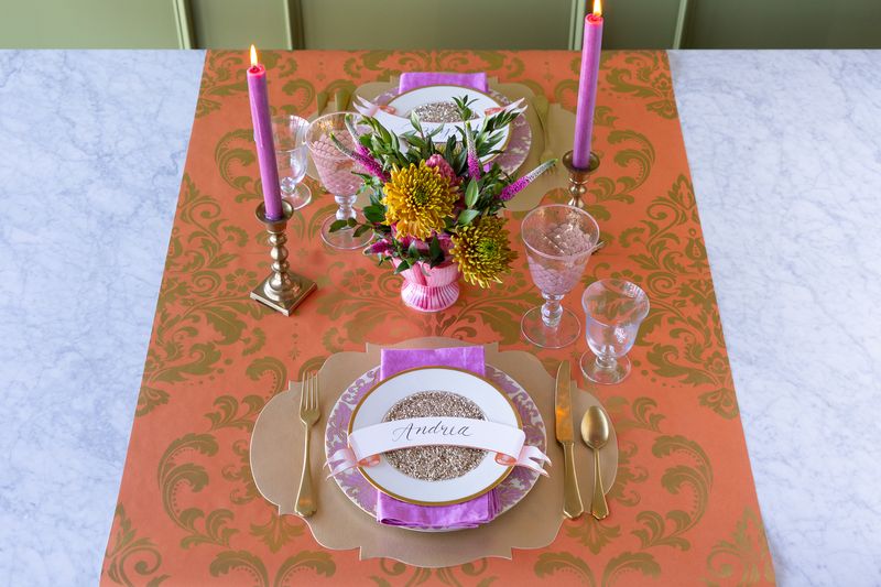Orange Damask Table Runner | Hester & Cook