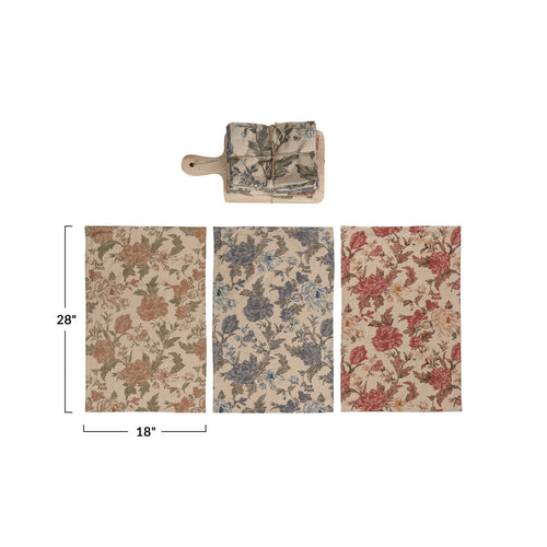 Cotton Chambray Tea Towels & Mango Wood Board, Set of 4