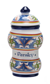 Ceramic Canister with Design & Spice Name, 4 Styles