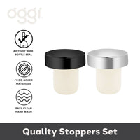 2 Pc T-Shaped Wine Corks - Silver & Black